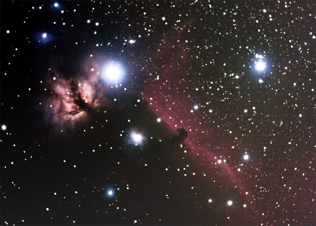 Horsehead Nebula (Barnard 33) and Flame Nebula (NGC 2024)