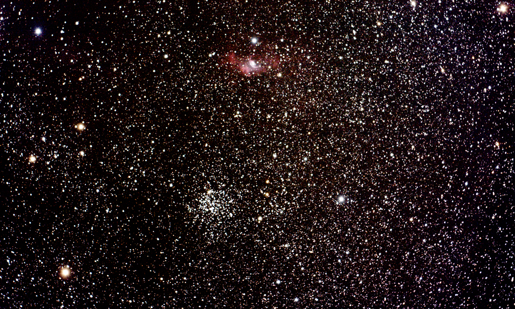 Globular Cluster (M52) and Bubble Nebula (NGC 6822)